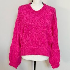 FARM RIO Maxi Cable Knit Sweater - Pink